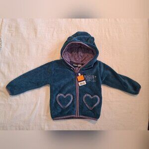 Lupilu girls 6-12 months teal and purple zip up fuzzy jacket hood has ears, New